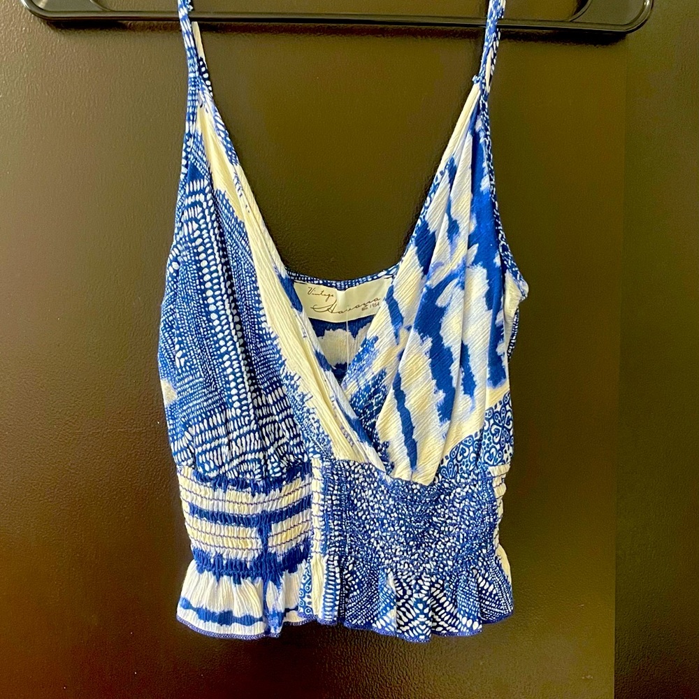 blue and white tank top